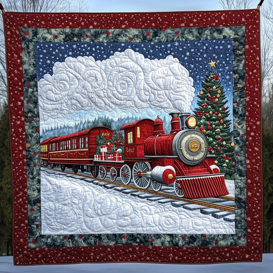 Christmas Steam Train Quilt Blanket