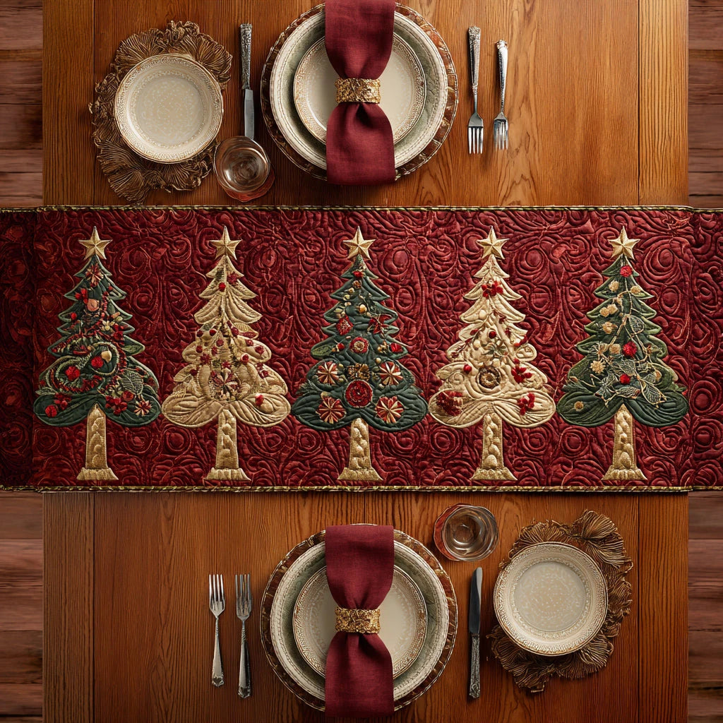 Christmas Tree Holiday Quilted Table Runner