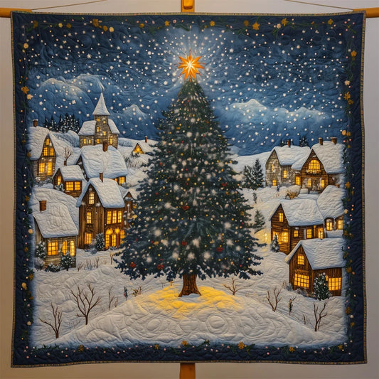 Christmas Tree In The Village Quilt Blanket