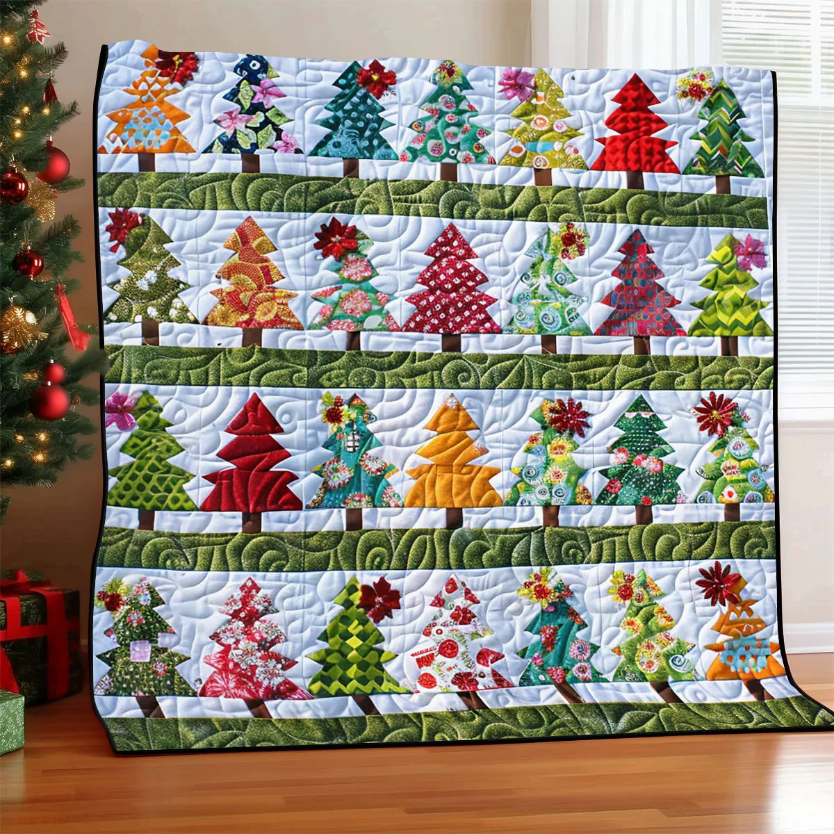 Christmas Tree Patchwork Quilt Blanket