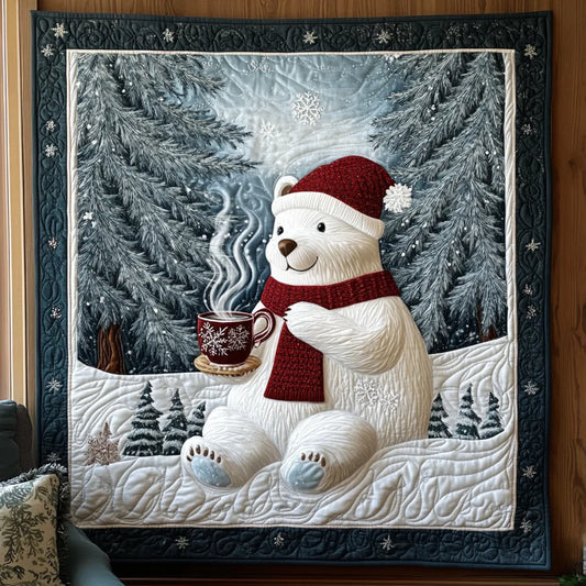 Christmas White Bear Quilt Blanket
