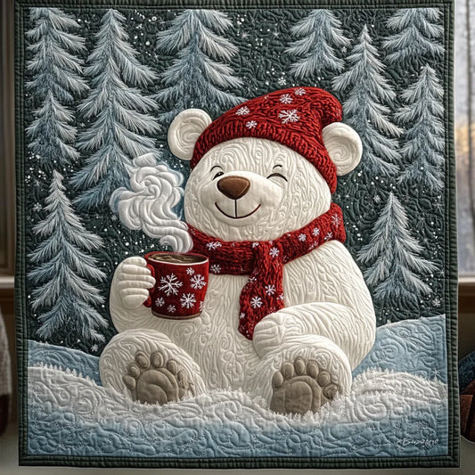 Christmas White Bear Quilt Blanket