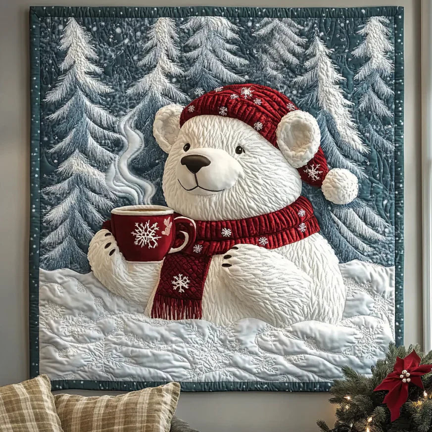 Christmas White Bear Quilt Blanket