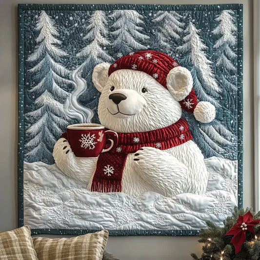 Christmas White Bear Quilt Blanket