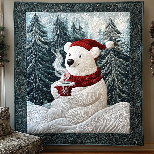 Christmas White Bear Quilt Blanket
