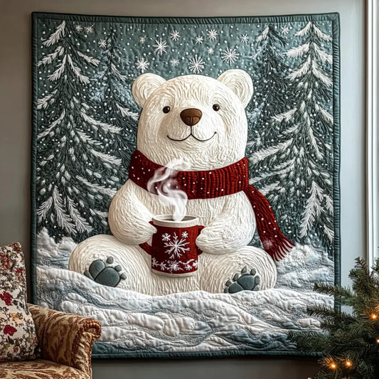 Christmas White Bear Quilt Blanket