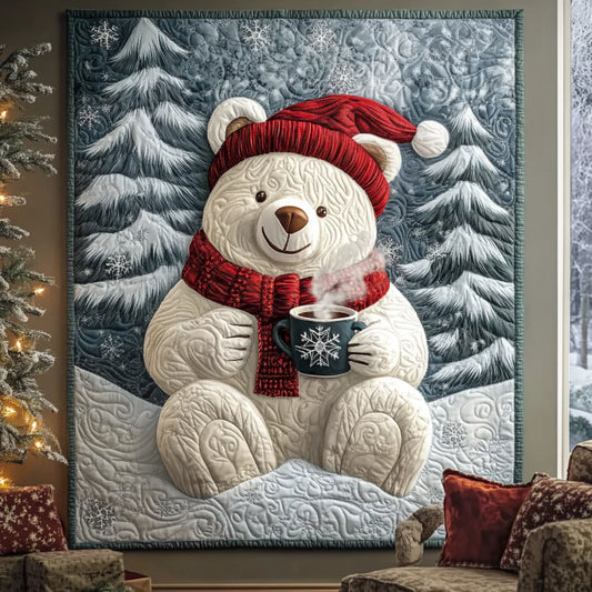 Christmas White Bear Quilt Blanket