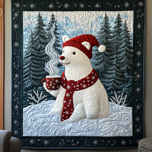 Christmas White Bear Quilt Blanket