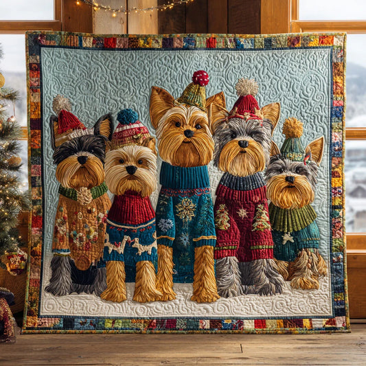 Christmas Yorkie Quilt Blanket