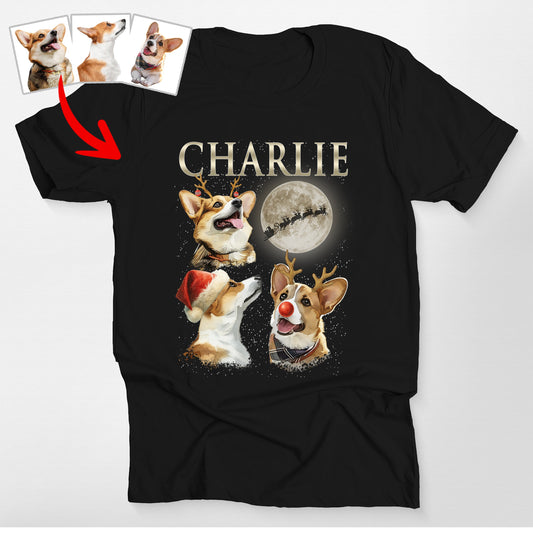 Christmas Dog Bella Canvas T-Shirt for Dog Lovers, custom pet portrait gift for pet lovers