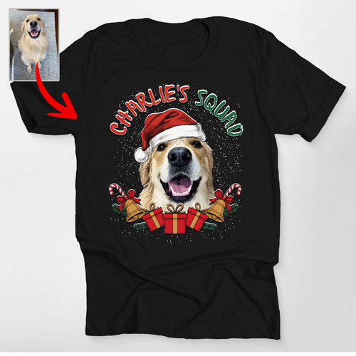 Christmas Squad Custom Dog Bella Canvas T-Shirt Fo, custom pet portrait gift for pet lovers