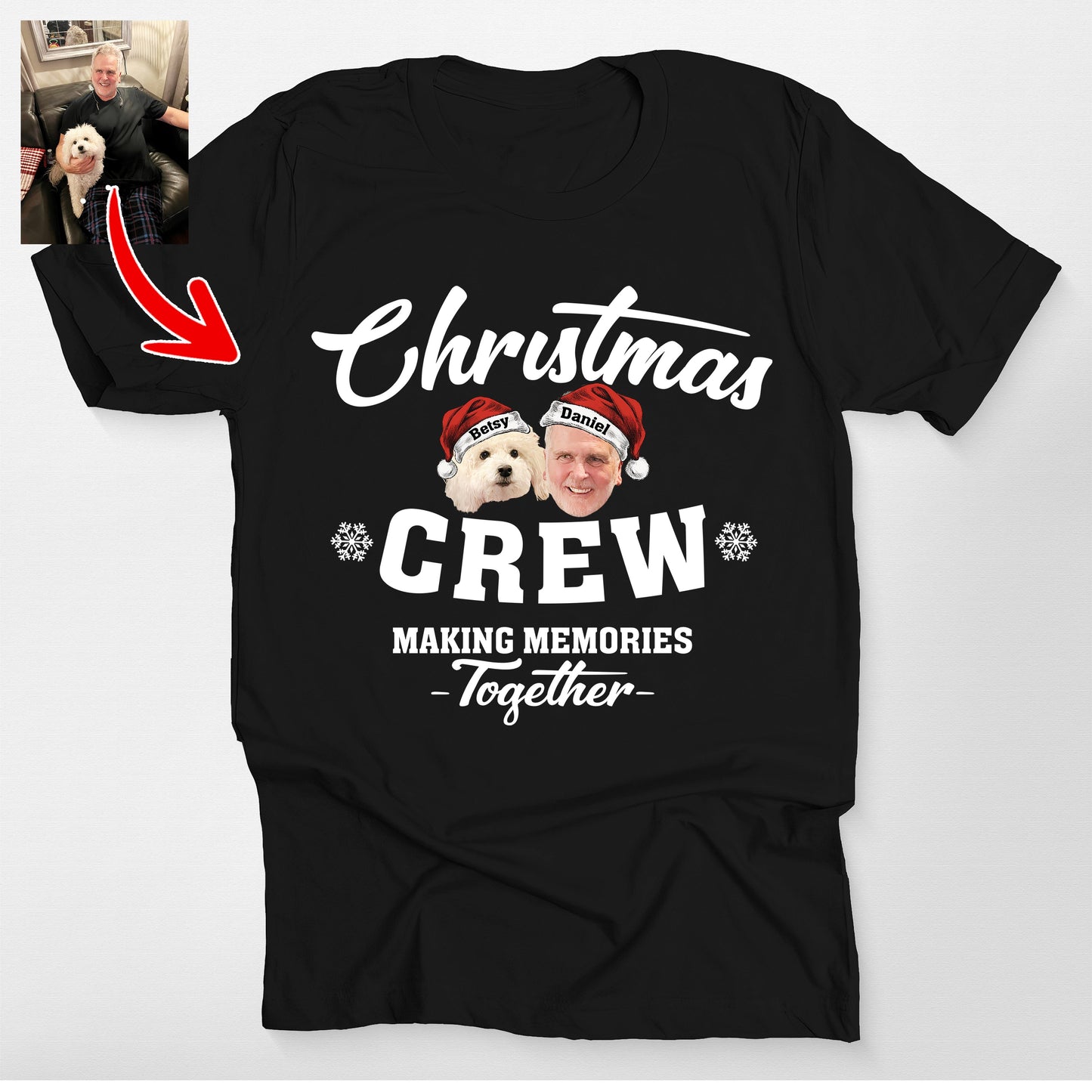 Christmas Squad Custom Dog Bella Canvas T-Shirt Fo, custom pet portrait gift for pet lovers
