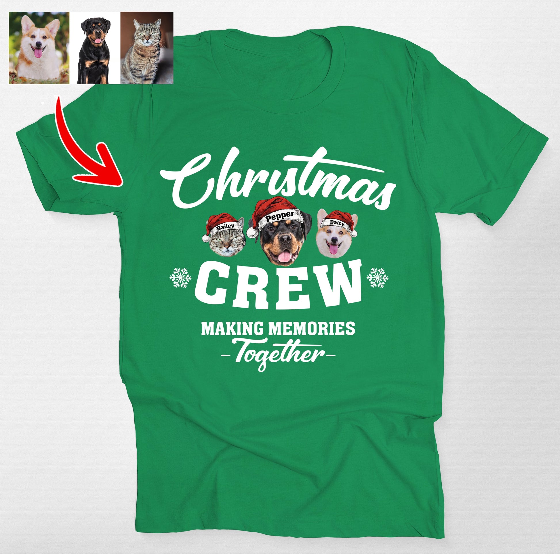 Christmas Squad Custom Dog Bella Canvas T-Shirt Fo, custom pet portrait gift for pet lovers (view 2)