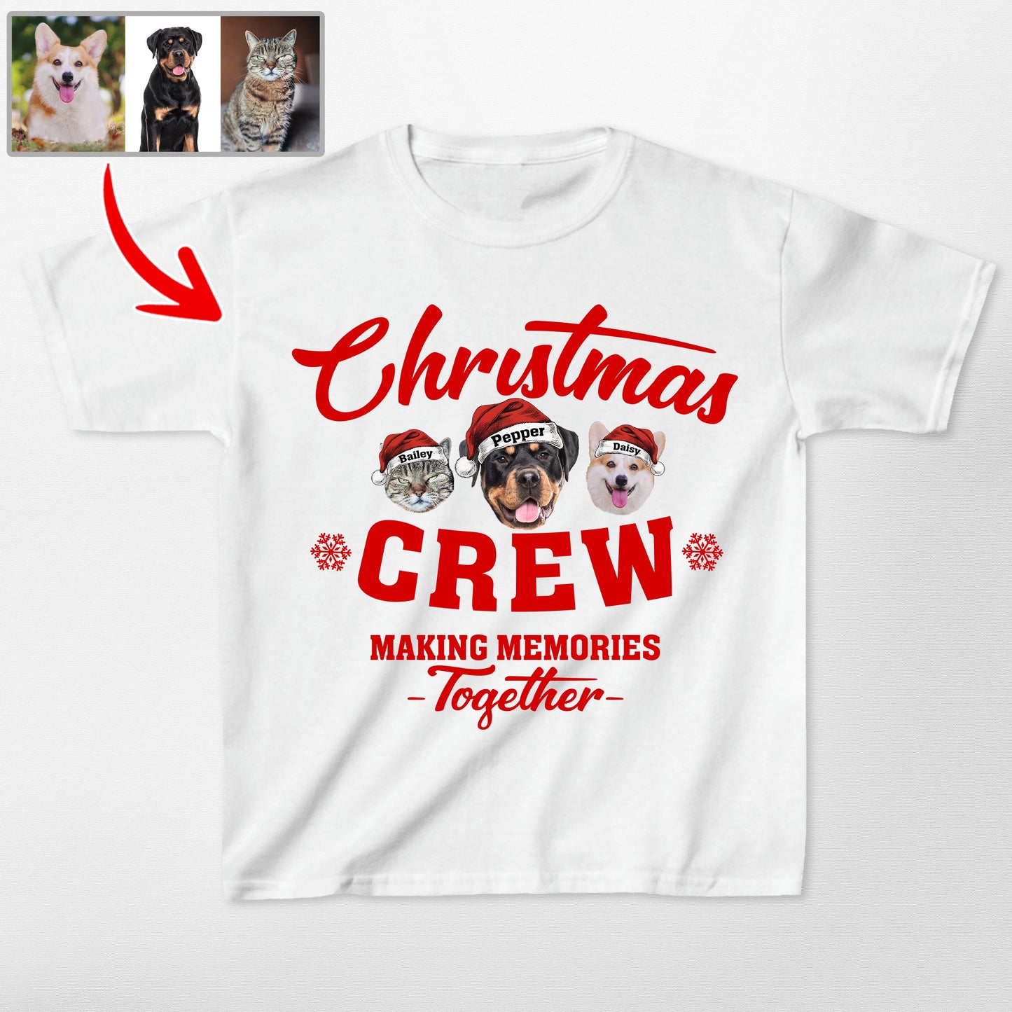Christmas Squad Family Custom Dog Gildan Tee for K, custom pet portrait gift for pet lovers (view 4)