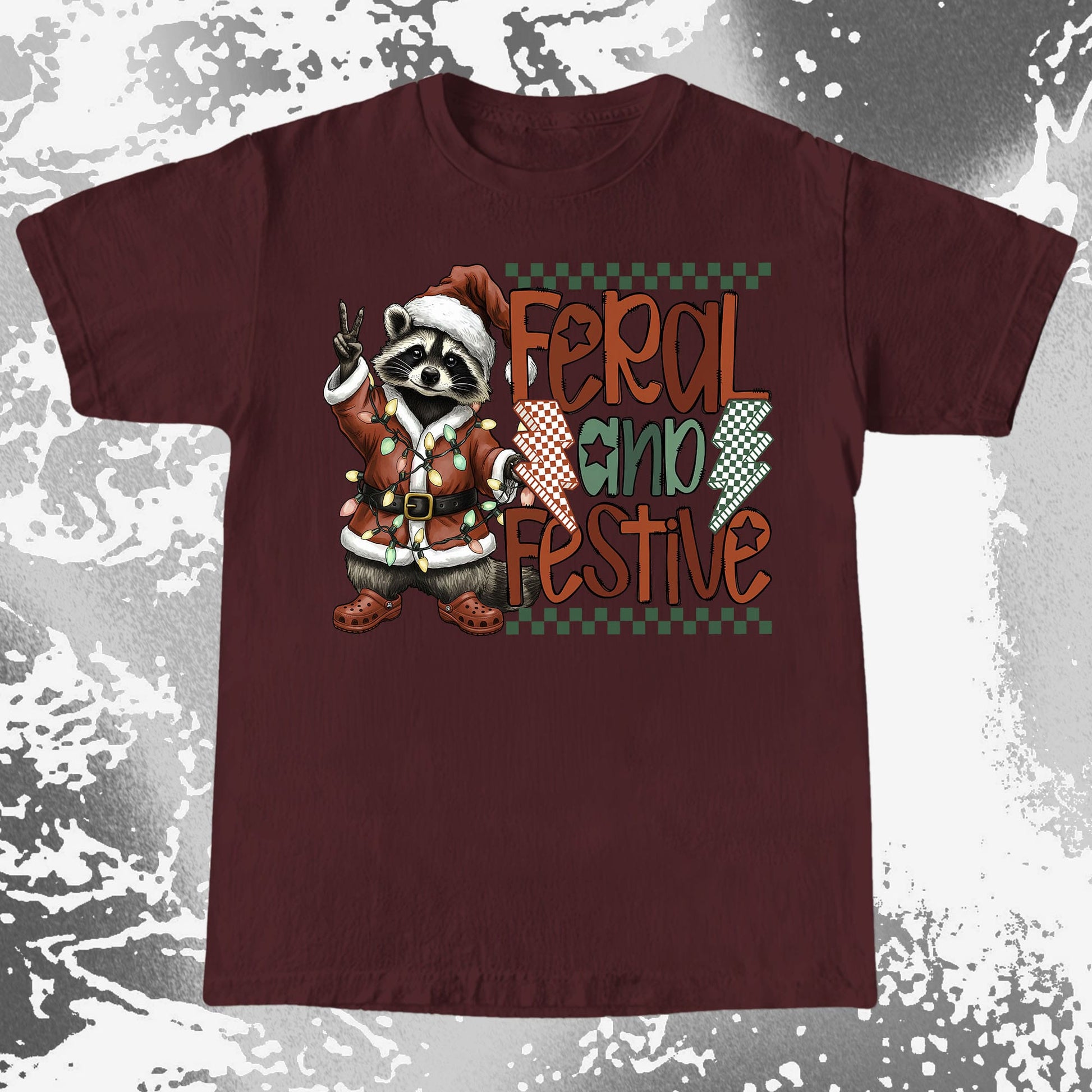 Feral And Festive Raccoon Christmas, funny meme tee gift (view 6)