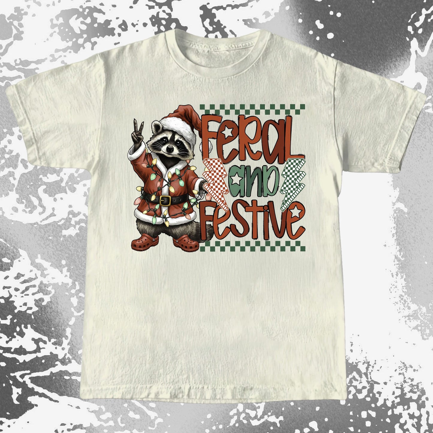 Feral And Festive Raccoon Christmas, funny meme tee gift (view 4)