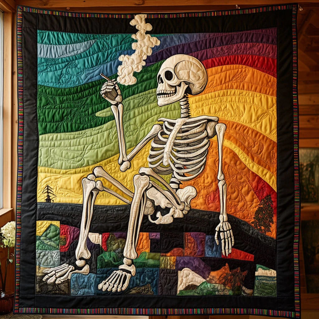 Cigar Skull Quilt Blanket