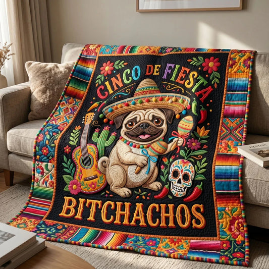 Cinco Pug Fiesta Quilt Blanket