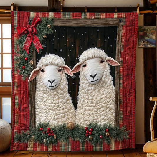 Classic Christmas Sheep Quilt Blanket