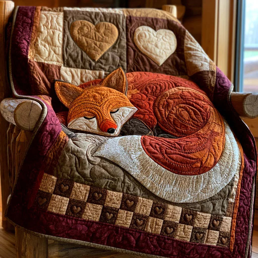 Clever Fox Quilt Blanket - Quilted Blanket by OtterMia