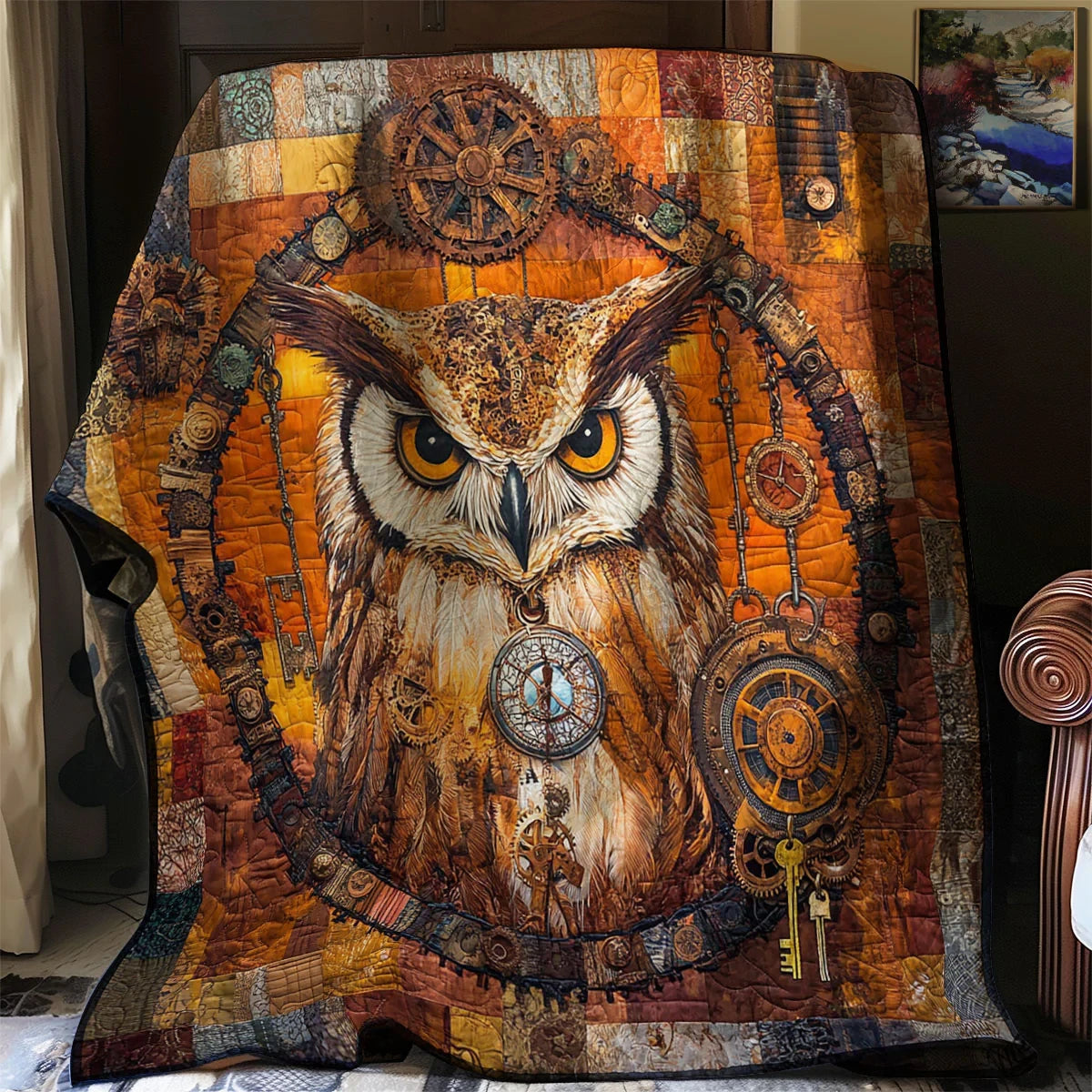 Clockwork Owl Quilt Blanket