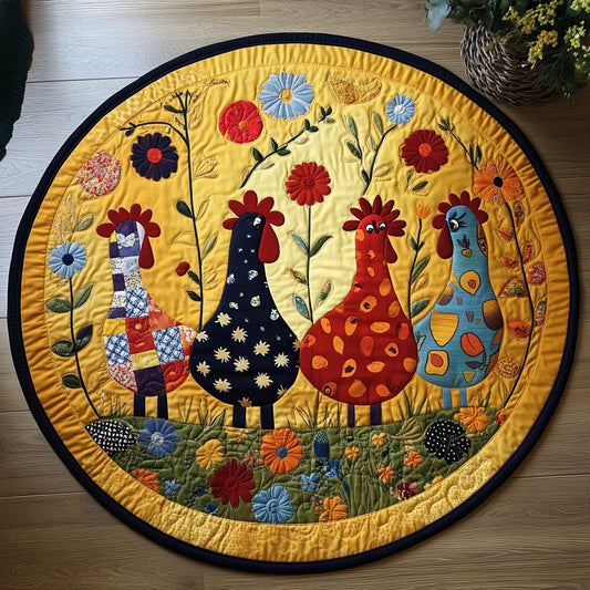 Cluck and Cuddle Quilted Round Mat