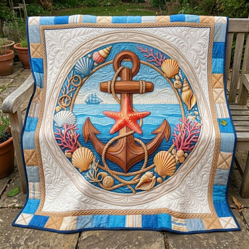 Coastal Anchor Serenity Quilt Blanket