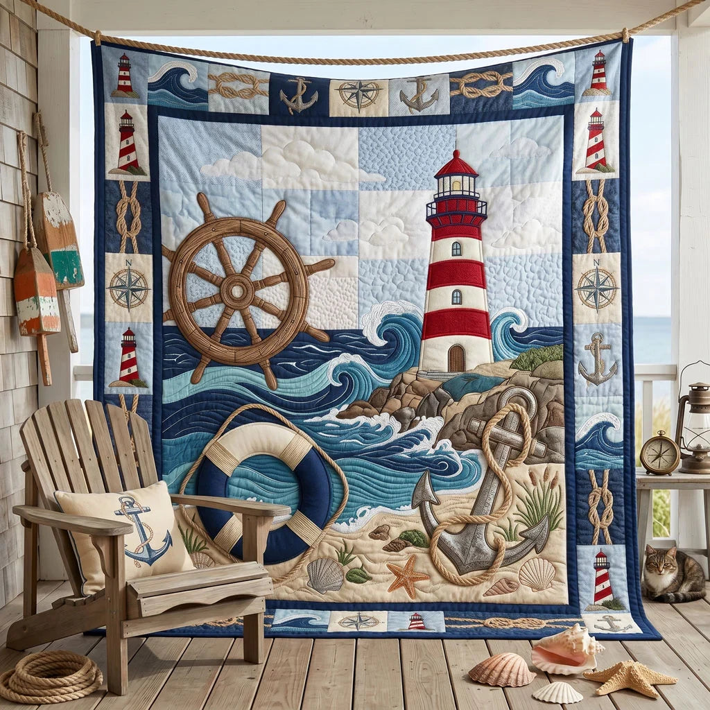 Coastal Beacon Escape Quilt Blanket
