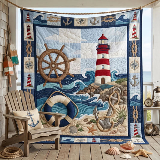 Coastal Beacon Escape Quilt Blanket