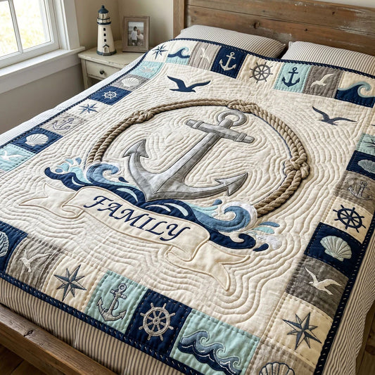 Coastal Family Harbor Quilt Blanket