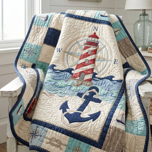 Coastal Lighthouse Charm Quilt Blanket