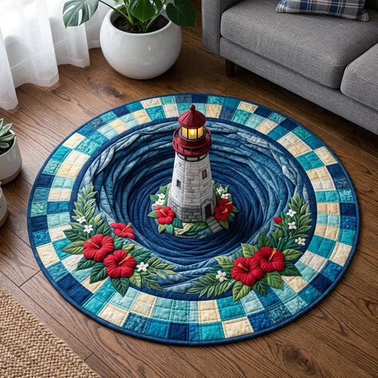 Coastal Lighthouse Quilted Round Mat