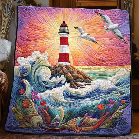 Coastal Lighthouse Quilt Blanket
