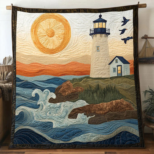 Coastal Lighthouse Quilt Blanket