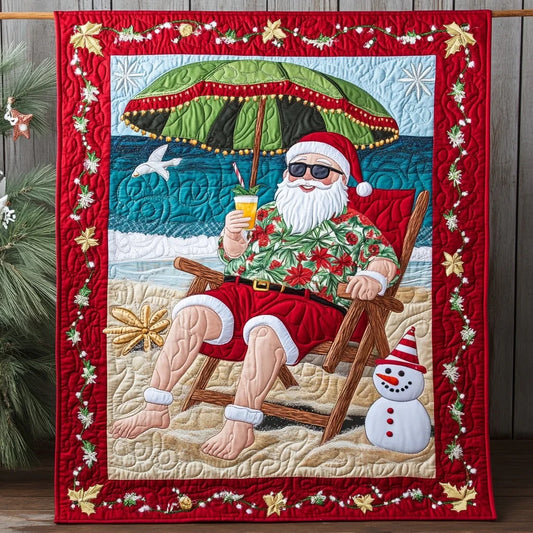Coastal Santa Quilt Blanket