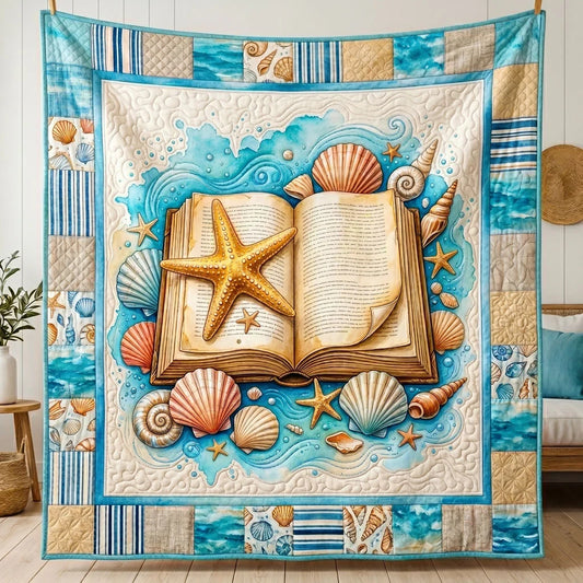 Coastal Seashell Book Quilt Blanket