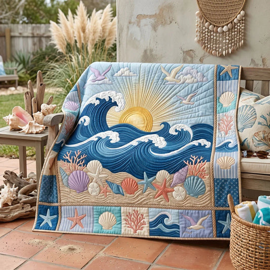 Coastal Sunrise Quilt Blanket
