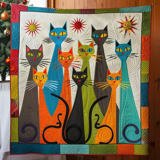 Color Harmony Cat Quilt Blanket