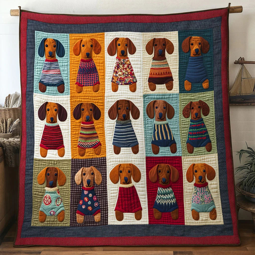 Color Patch Dachshund Quilt Blanket