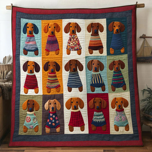 Color Patch Dachshund Quilt Blanket