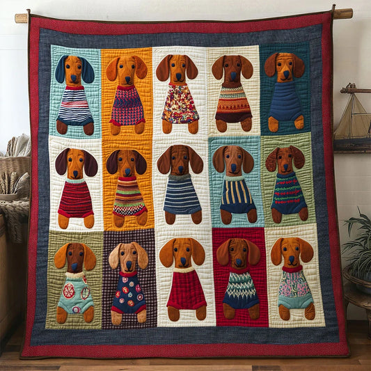 Color Patch Dachshund Quilt Blanket