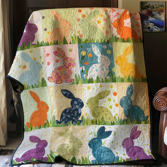 Colorful Bunny Quilt Blanket