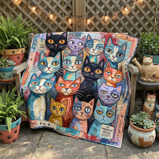 Colorful Cat Crew Quilt Blanket