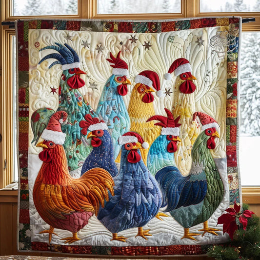 Colorful Chicken Celebration Quilt Blanket