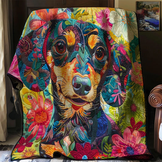 Colorful Dachshund Quilt Blanket