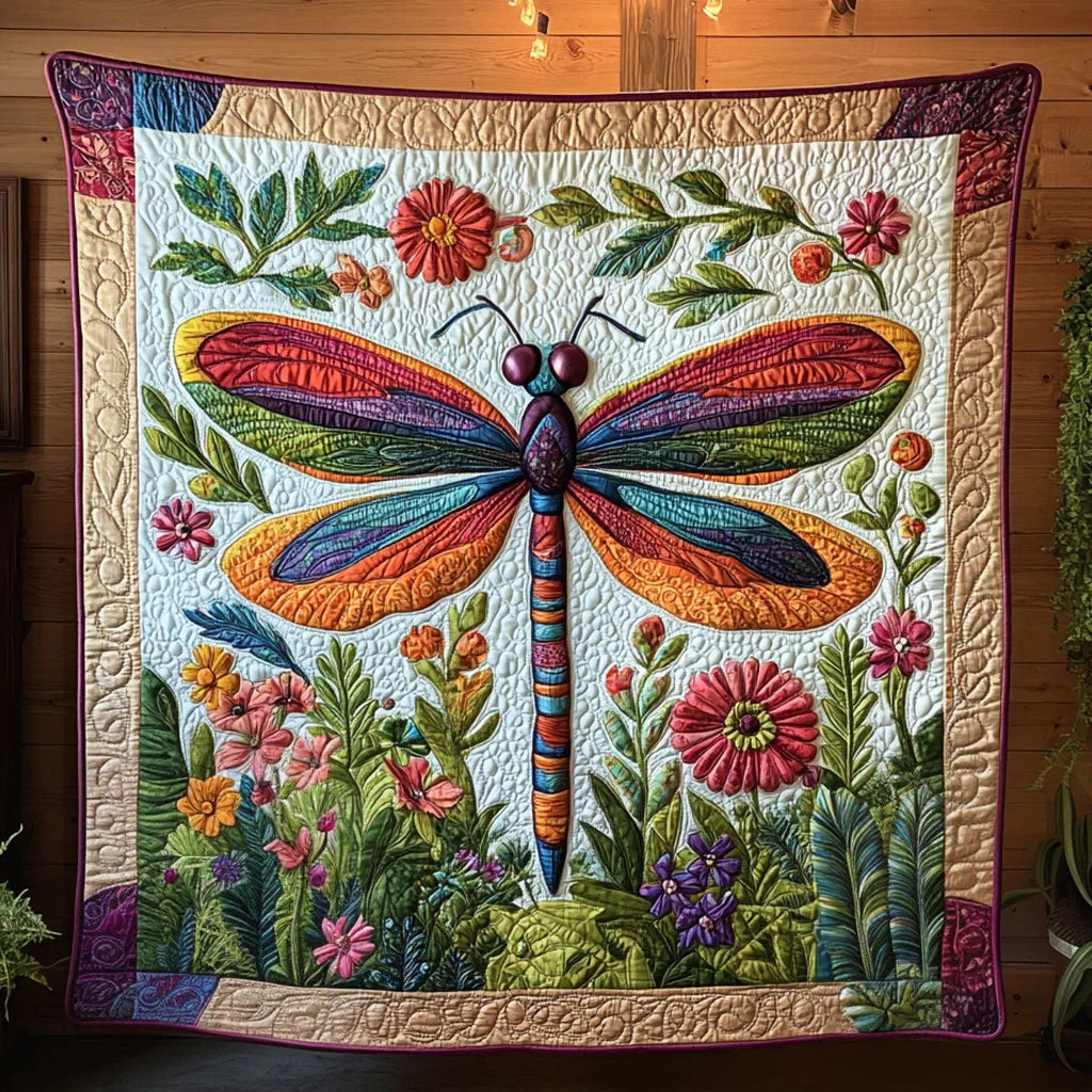 Colorful Dragonfly Quilt Blanket