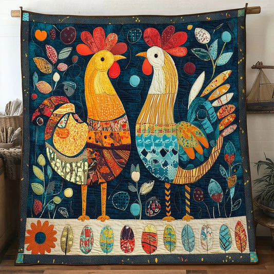 Colorful Garden Chicken Quilt Blanket