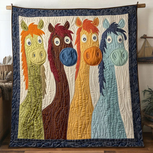 Colorful Horse Quilt Blanket