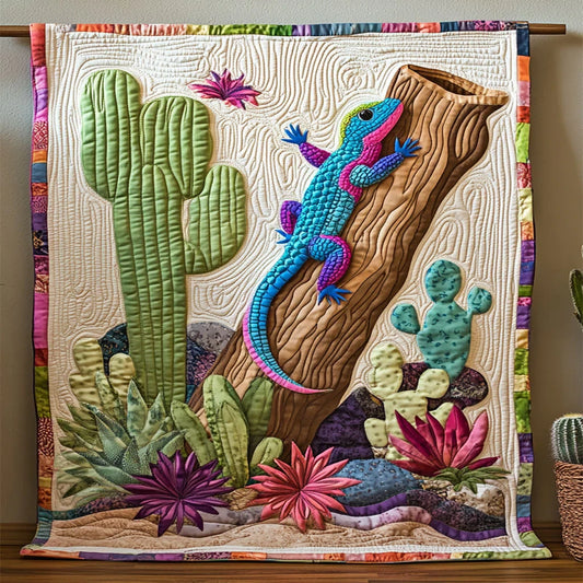 Colorful Lizard Quilt Blanket