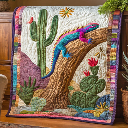 Colorful Lizard Quilt Blanket